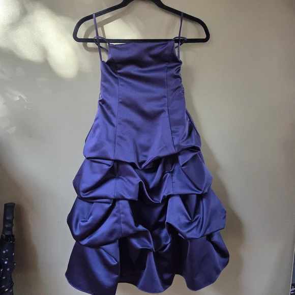 David's Bridal Satin Purple Size 5 Childrens Dress - Picture 7 of 7